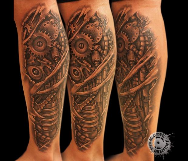 tatouage,mecanique,verrin,piston,rouages